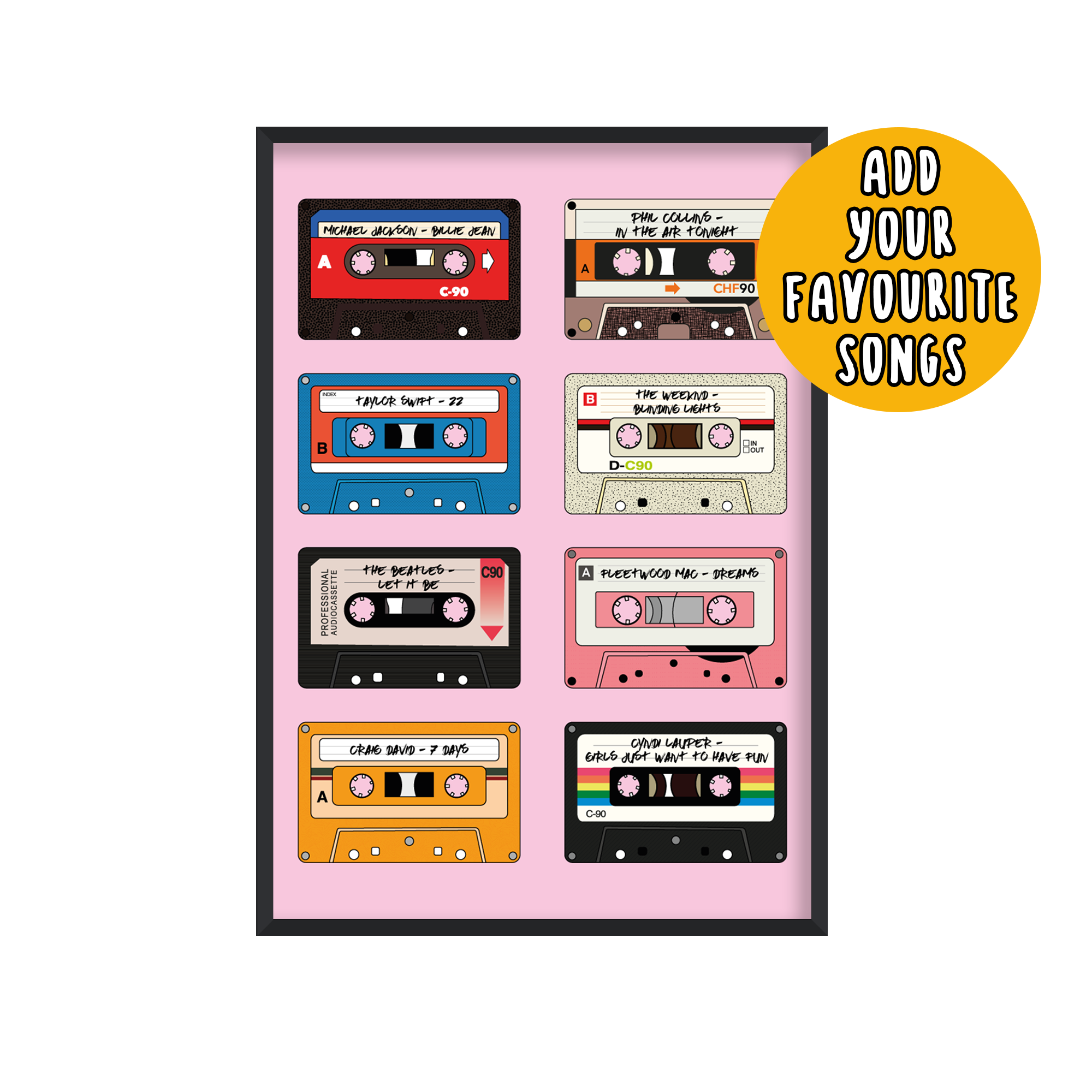 Personalised Cassette Tape Print | Retro Style Music Gift