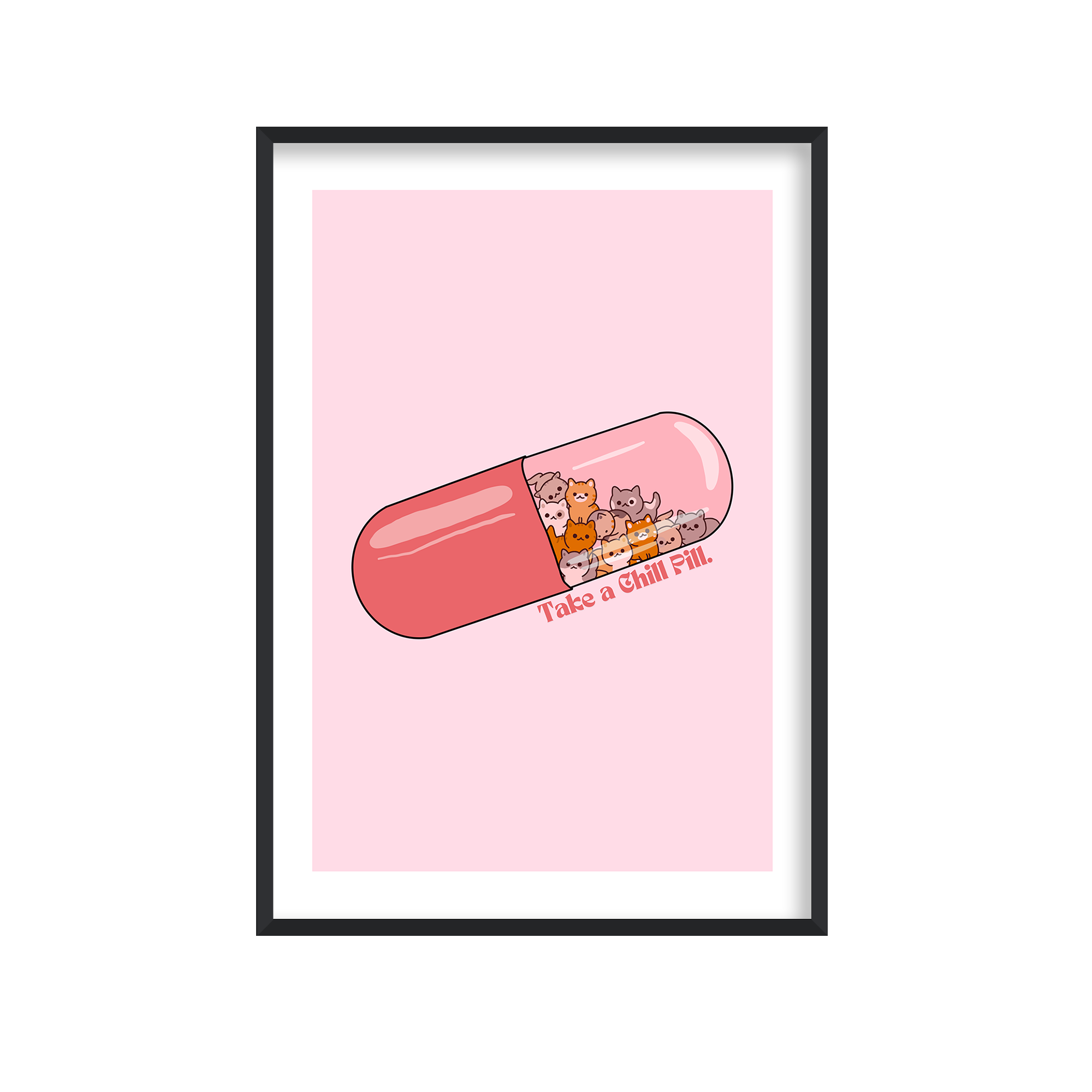 Take a Chill Pill Print | Cute Cats Print