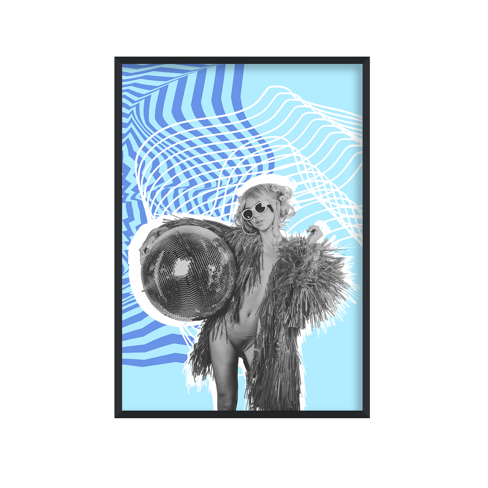 Sparkling Disco Ball Girl Print | Trendy Retro Poster