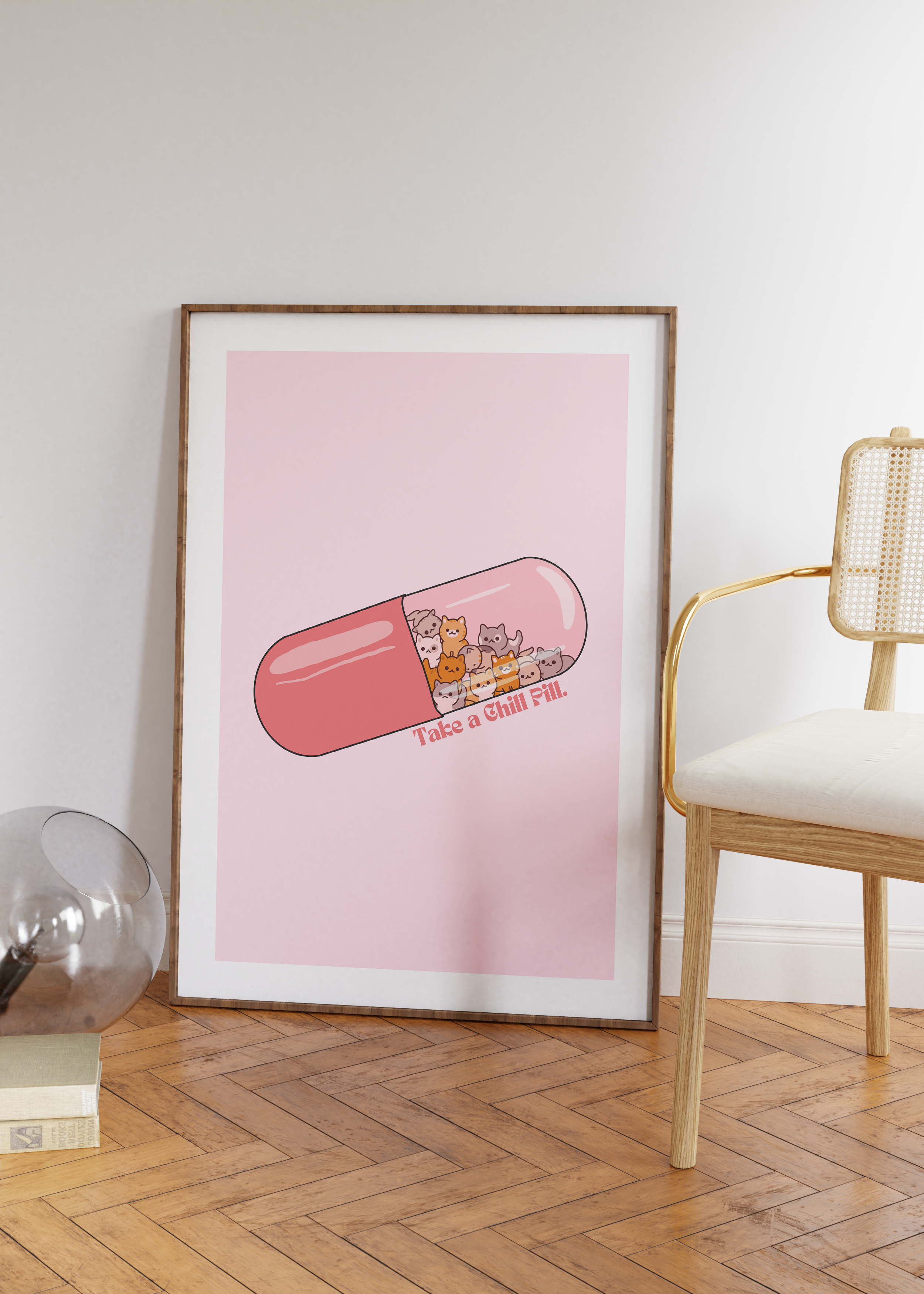 Take a Chill Pill Print | Cute Cats Print