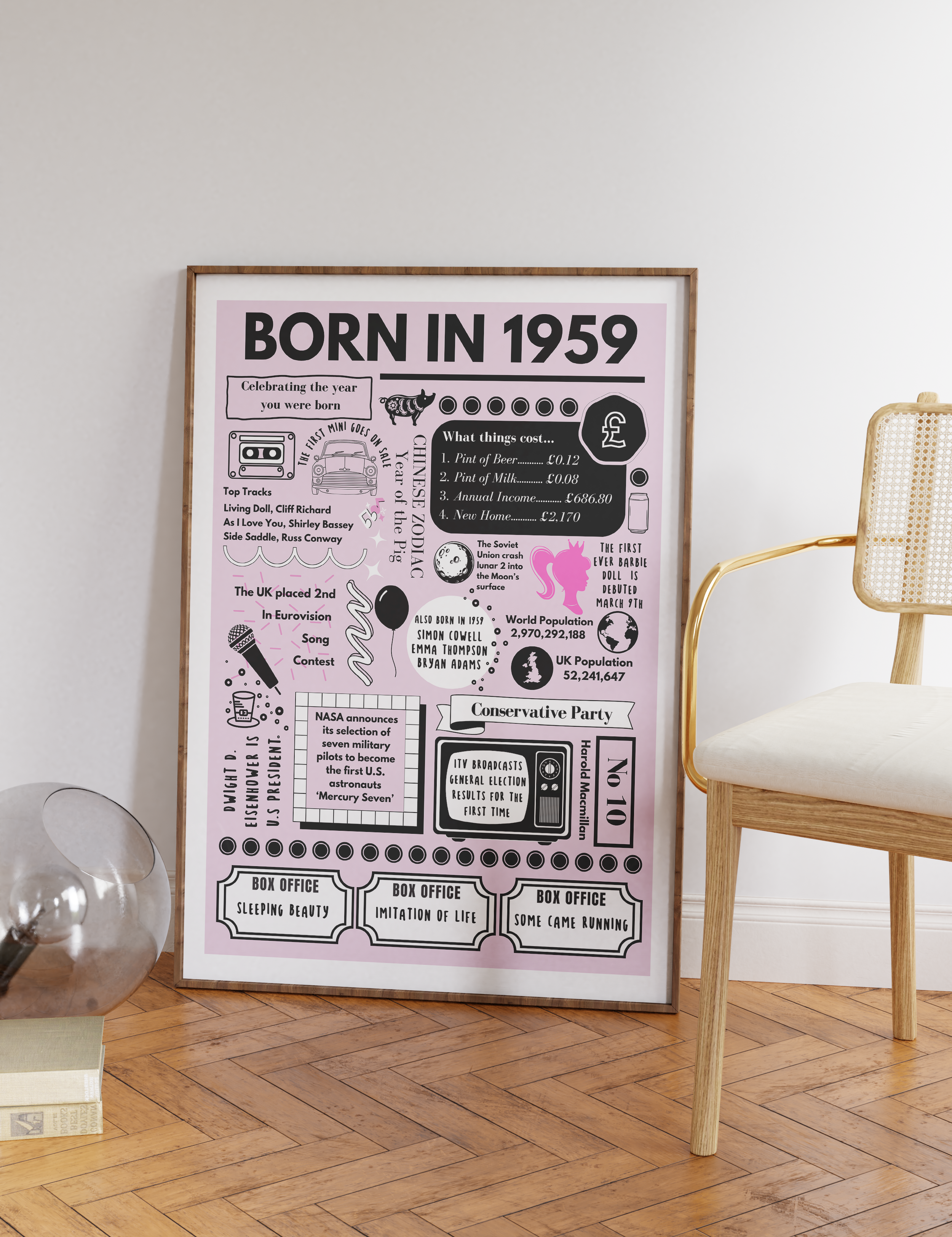 Born in 1959 Print - 65th Birthday Gift