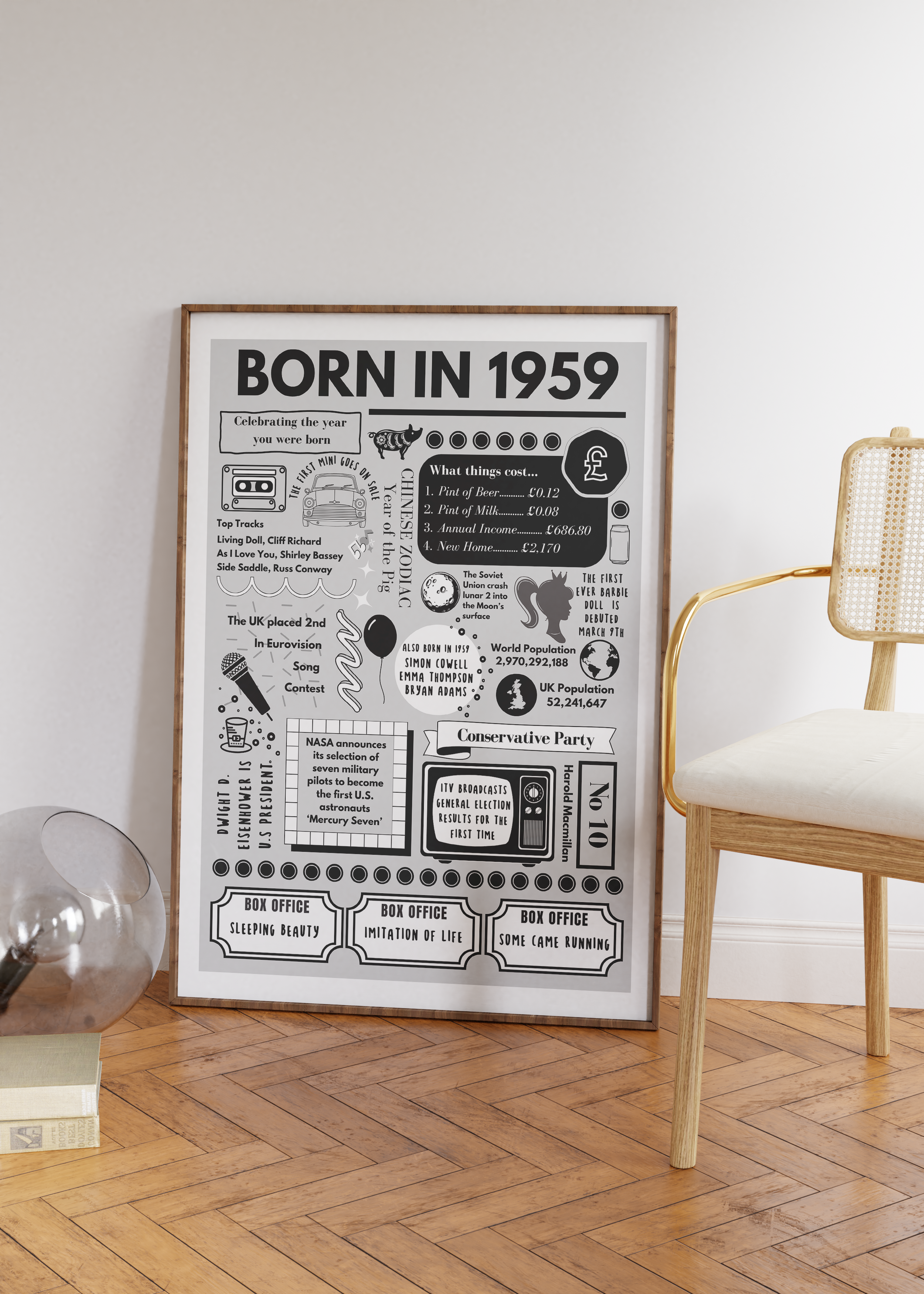 Born in 1959 Print - 65th Birthday Gift