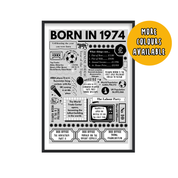 Born in 1974 Print - 50th Birthday Gift