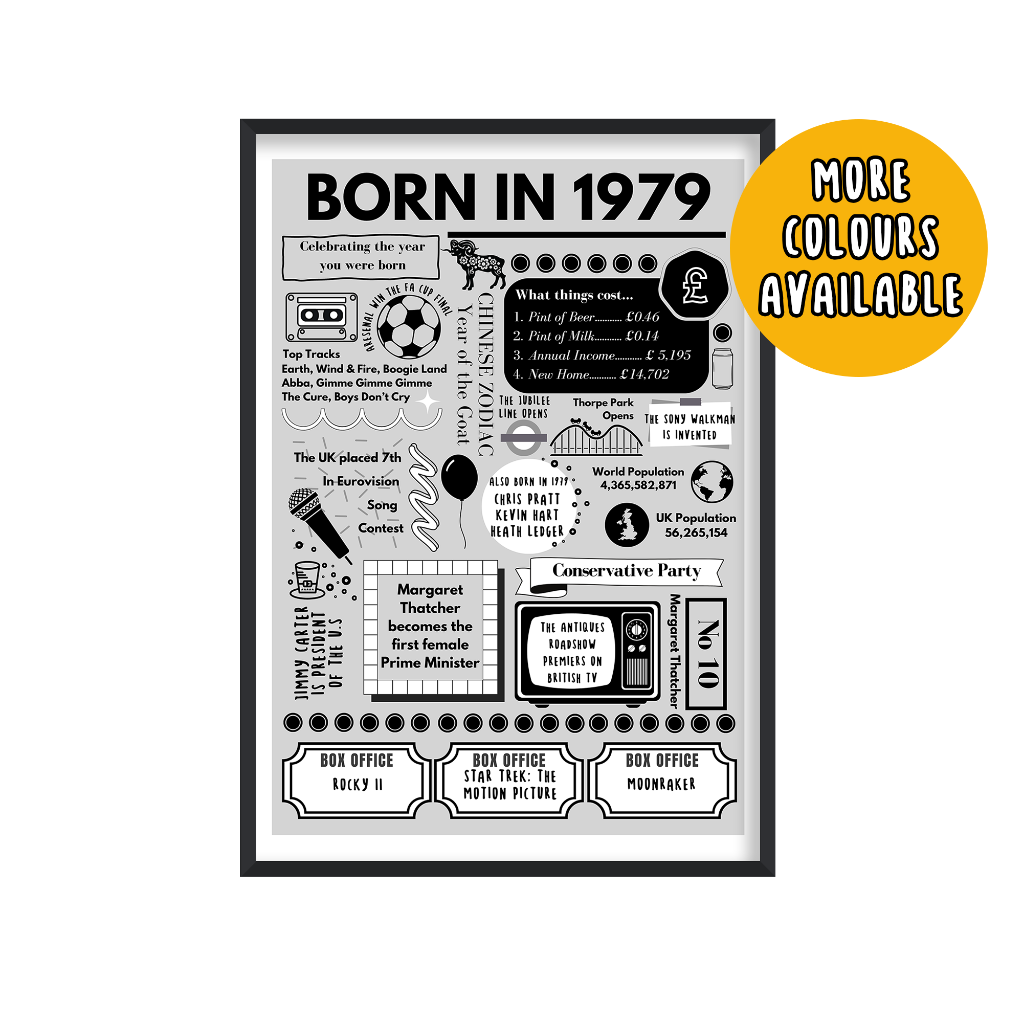 Born in 1979 Print - 45th Birthday Gift