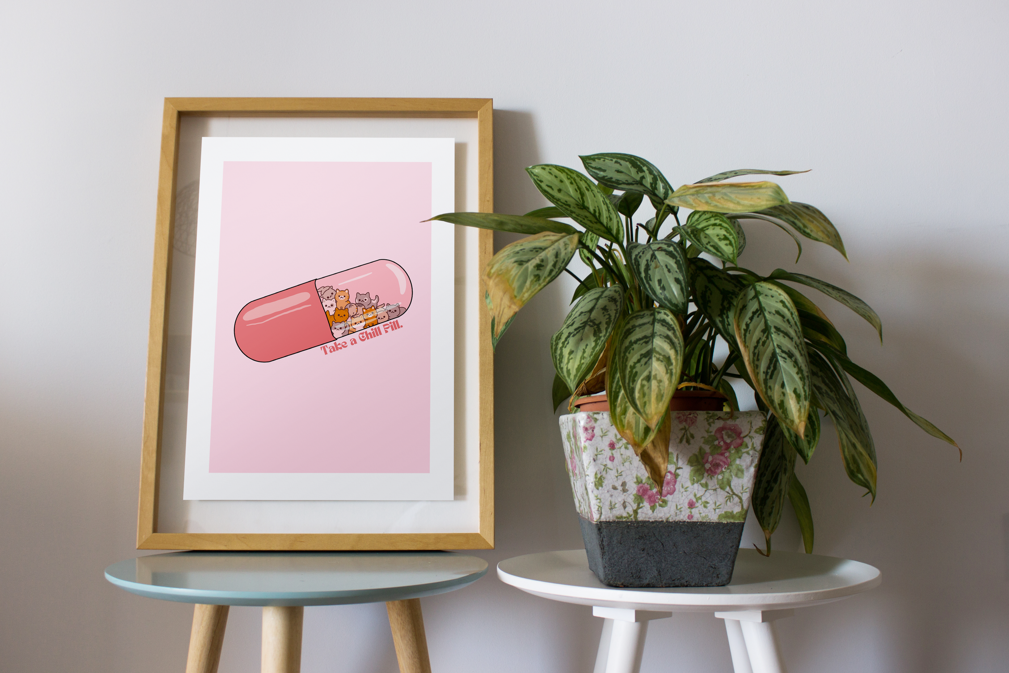 Take a Chill Pill Print | Cute Cats Print