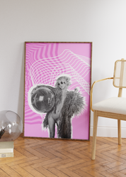 Sparkling Disco Ball Girl Print | Trendy Retro Poster