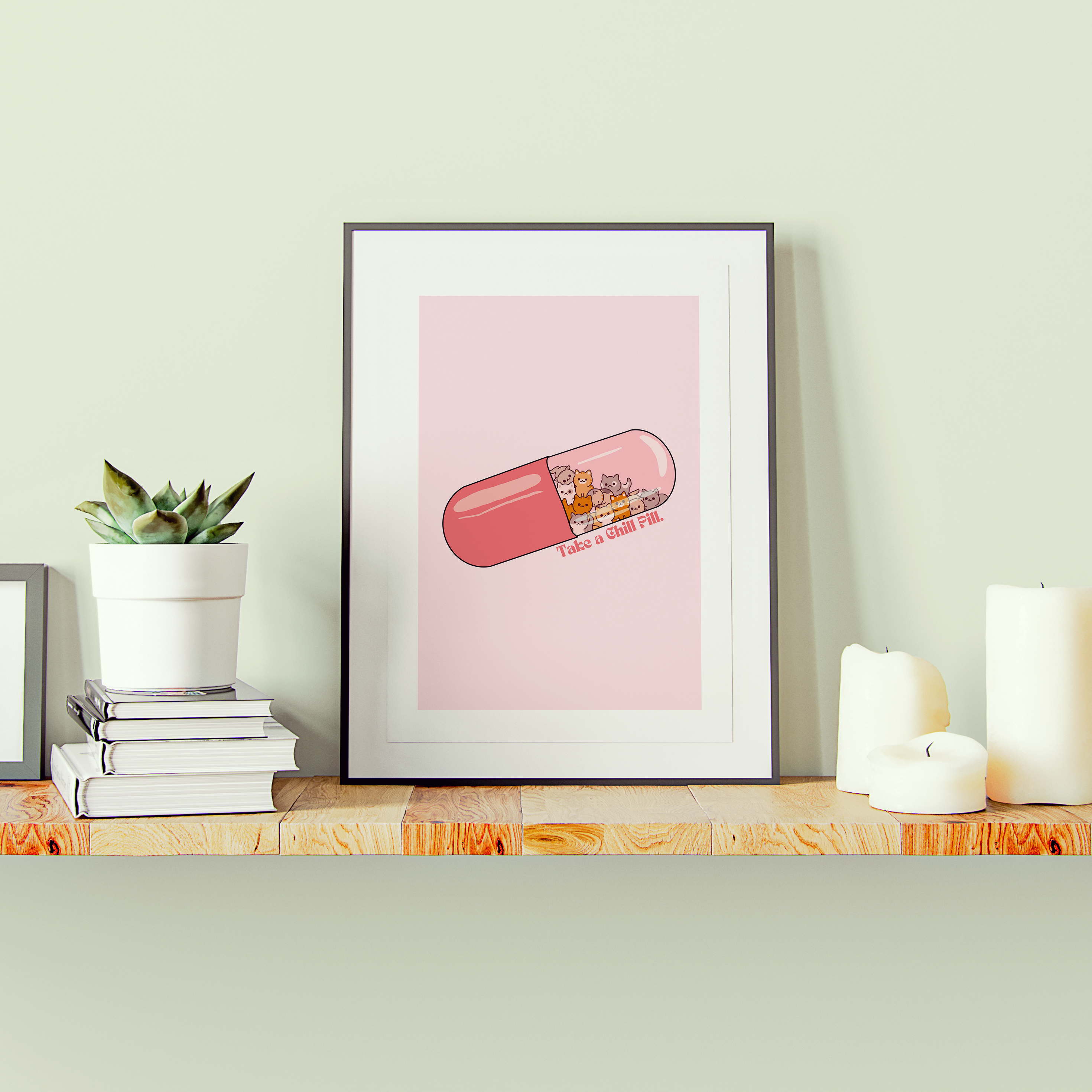 Take a Chill Pill Print | Cute Cats Print